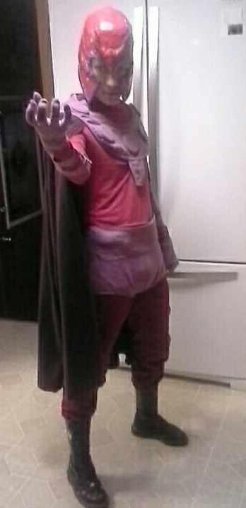 A photo of the author dressed as Magneto.